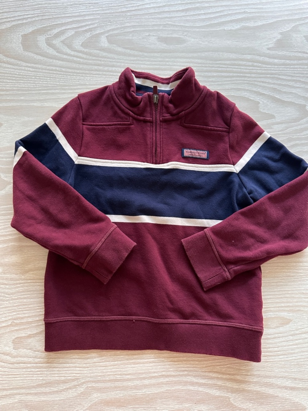 Vineyard Vines The Shep Shirt Half-Zip in Maroon/Burgundy/Navy - size 7